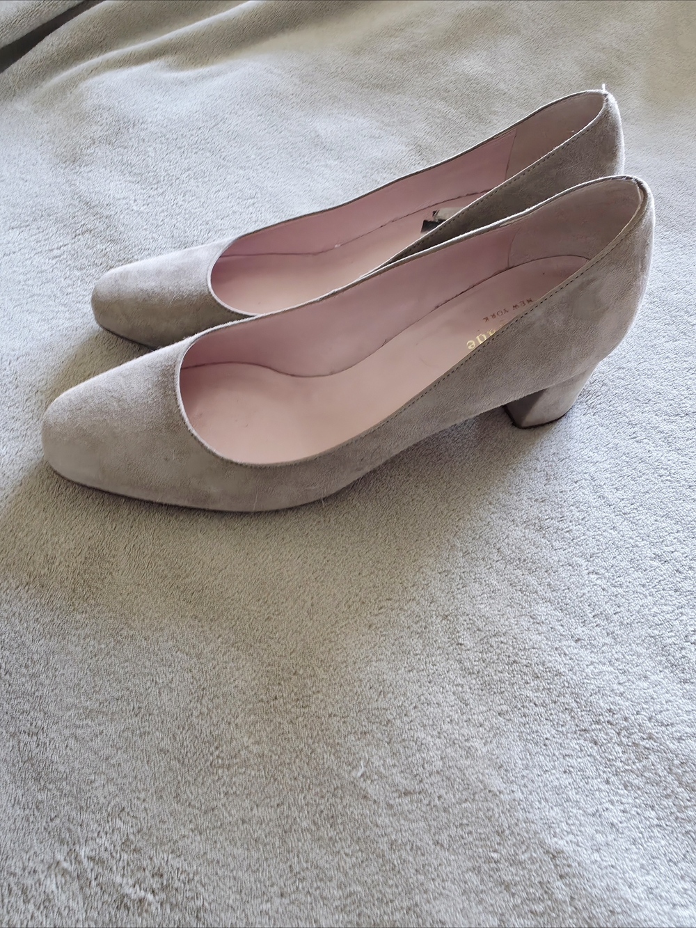 kate spade Taupe Suede Block Heel Pumps